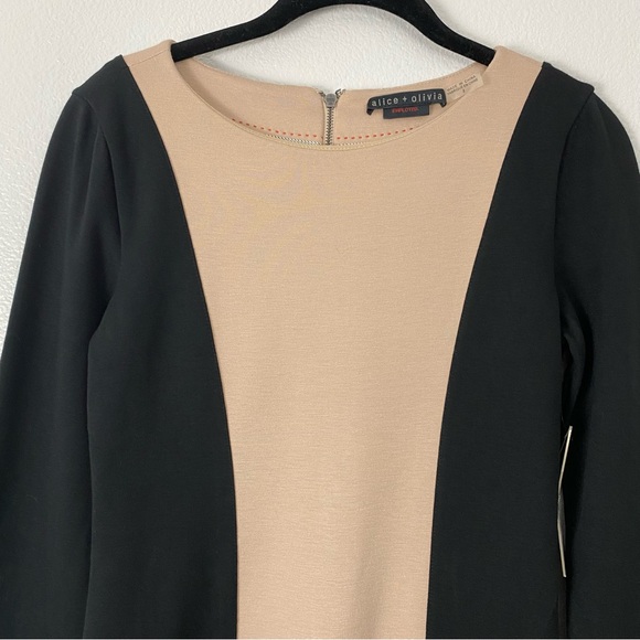 Alice And Olivia Employed Amena Colorblock Tan Dress - Picture 3 of 12